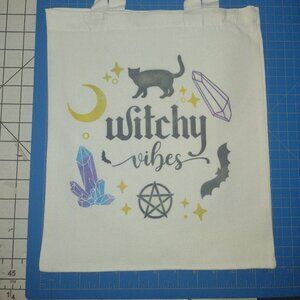 Gothic,Halloween, Black cat, Witch tote bag
